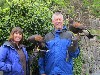 Carol & Rich Orloski about to set off and fly Milly & Geimhreadh on their recent Hawk Walk.