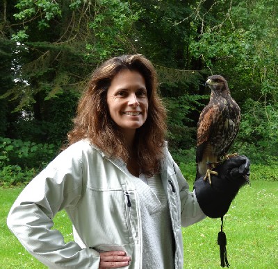 Jackie Nichols with Aztec on his second ever Hawk Walk! Jackie Nichols with Aztec on his second ever Hawk Walk!