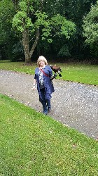Thank you to Terry Hale for this great photo. Terry flew Stoker & Earrach and Maya & Wilde with her friends, Marjorie Langston, Margo Knight & Susan Cheatham during their recent  Hawk Walk with us. 