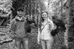 I love this photo of Jessica Kipetz and her husband with Rua & Killary during their Hawk Walk here.